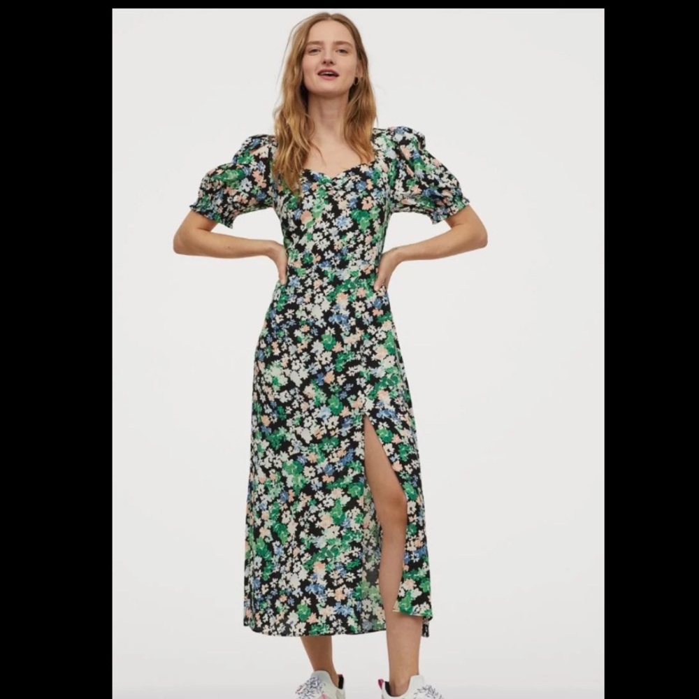 H&M Patterned Floral Midi Dress - Sold Out